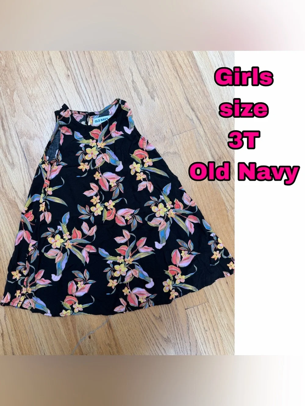 Old Navy Black Floral A-Line Skirt